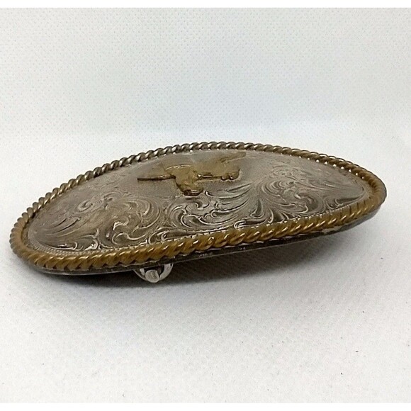 Montana Silversmiths German Silver Gold Barrel Race Flower Custom Buckle Great - Picture 9 of 10